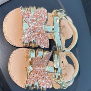 Gold Glitter Butterfly Kids Sandals